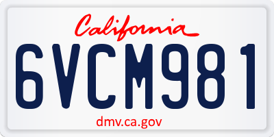 CA license plate 6VCM981