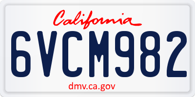 CA license plate 6VCM982