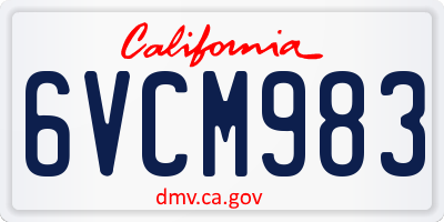CA license plate 6VCM983