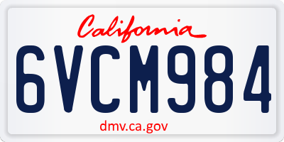 CA license plate 6VCM984