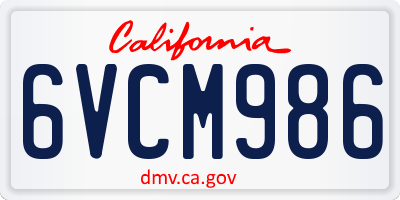 CA license plate 6VCM986