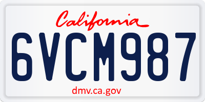 CA license plate 6VCM987