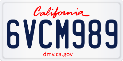 CA license plate 6VCM989