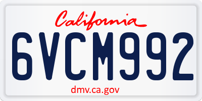 CA license plate 6VCM992