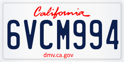 CA license plate 6VCM994