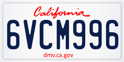 CA license plate 6VCM996