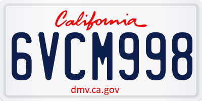 CA license plate 6VCM998