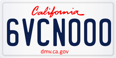 CA license plate 6VCN000