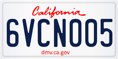 CA license plate 6VCN005