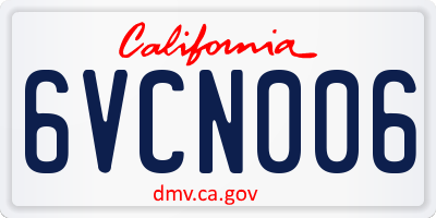 CA license plate 6VCN006