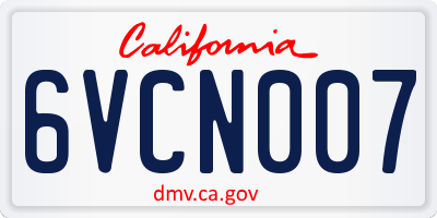 CA license plate 6VCN007
