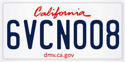 CA license plate 6VCN008
