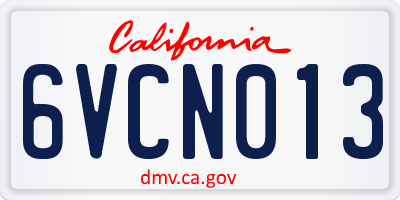 CA license plate 6VCN013