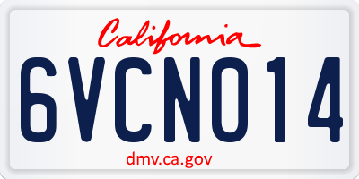 CA license plate 6VCN014