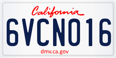 CA license plate 6VCN016
