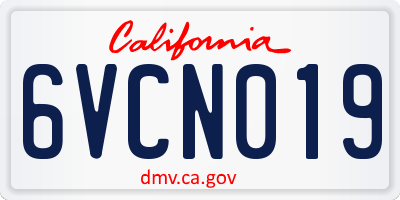 CA license plate 6VCN019