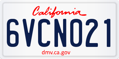 CA license plate 6VCN021