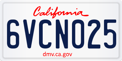 CA license plate 6VCN025