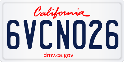 CA license plate 6VCN026