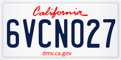 CA license plate 6VCN027