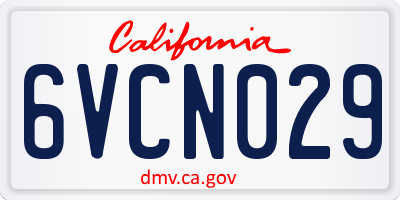 CA license plate 6VCN029
