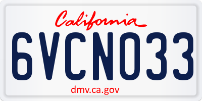 CA license plate 6VCN033