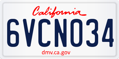 CA license plate 6VCN034