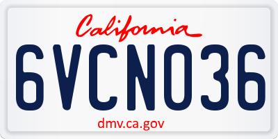 CA license plate 6VCN036