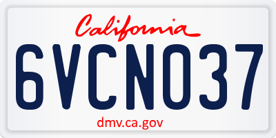 CA license plate 6VCN037