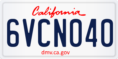 CA license plate 6VCN040
