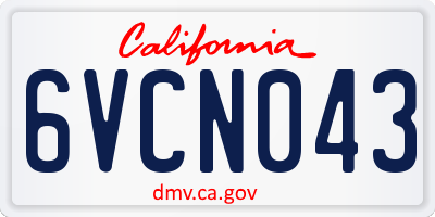 CA license plate 6VCN043