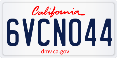CA license plate 6VCN044