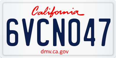 CA license plate 6VCN047