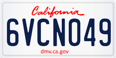 CA license plate 6VCN049