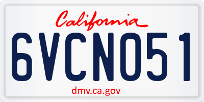 CA license plate 6VCN051