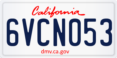 CA license plate 6VCN053