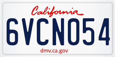 CA license plate 6VCN054
