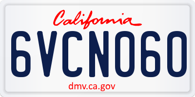 CA license plate 6VCN060
