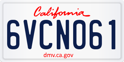 CA license plate 6VCN061