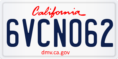 CA license plate 6VCN062