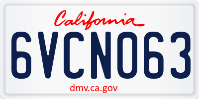 CA license plate 6VCN063