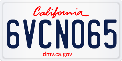 CA license plate 6VCN065