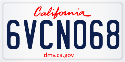 CA license plate 6VCN068