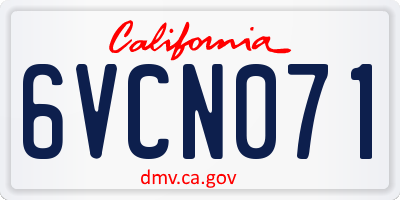 CA license plate 6VCN071