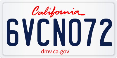 CA license plate 6VCN072