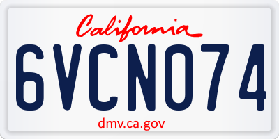 CA license plate 6VCN074