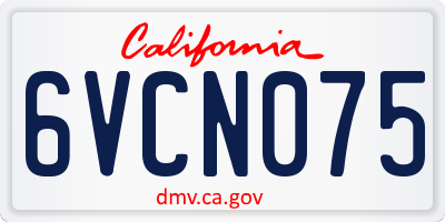 CA license plate 6VCN075