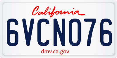 CA license plate 6VCN076