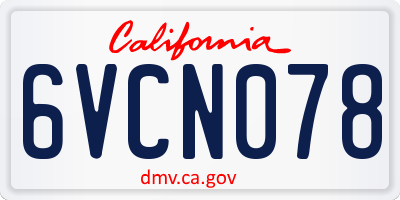 CA license plate 6VCN078