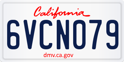 CA license plate 6VCN079
